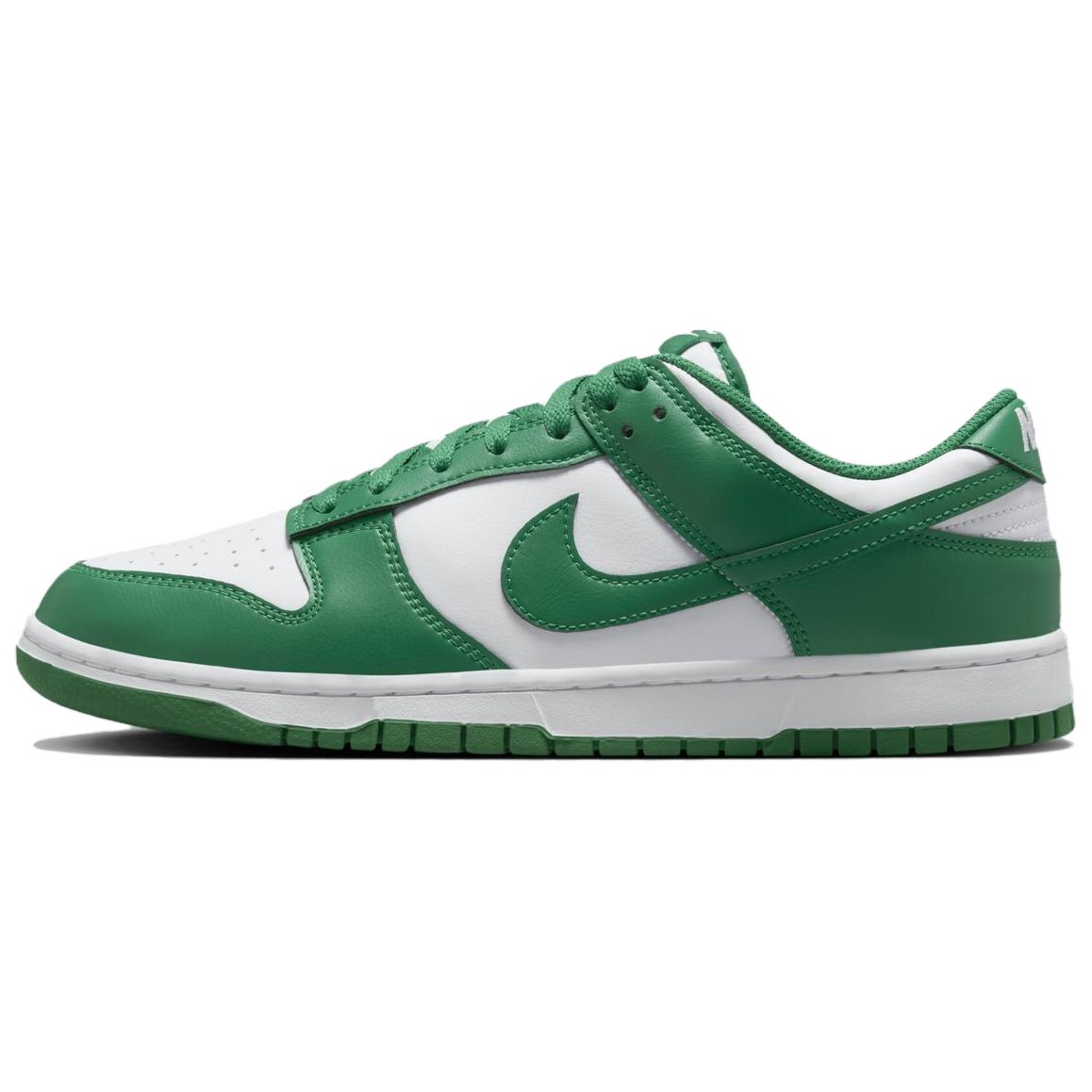 Мужские кроссовки Nike Dunk Low Retro (бело-зеленые)