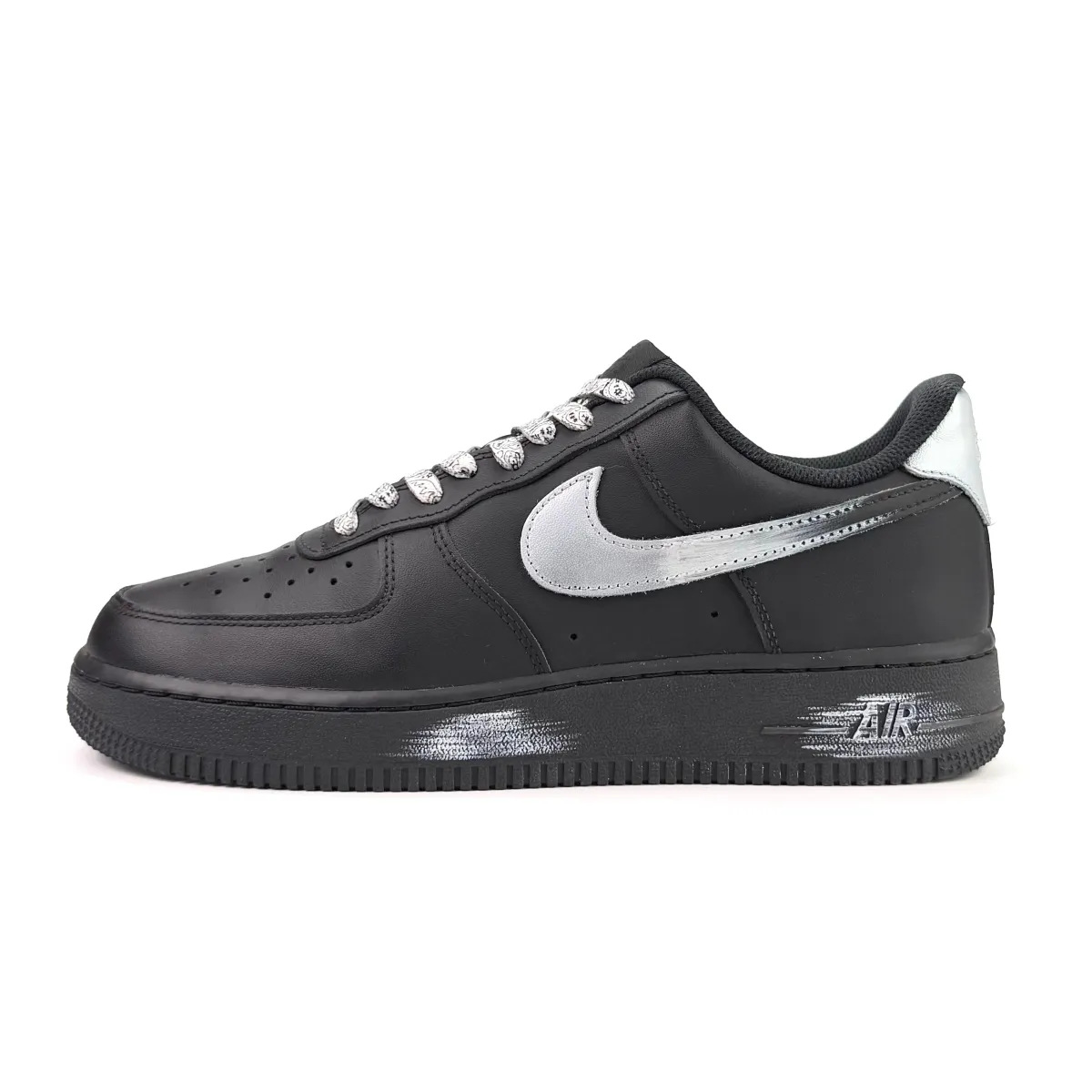 Nike Air Force 1 Black Mamba Abrasion Resistant Breathable Slip Resistant Low top Skateboard Shoes Unisex Silver Black