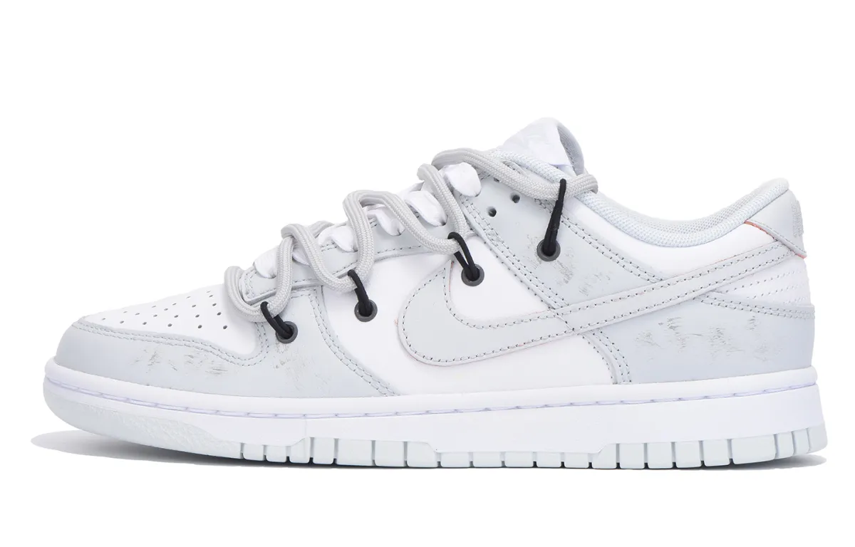 Nike Leather Slip Resistant Abrasion Resistant Low top Skateboard Shoes Unisex Gray White