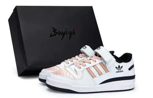 Adidas Originals FORUM Low Wear resistant And Lightweight Low top Skateboard Shoes Unisex White Meat Pink Black
