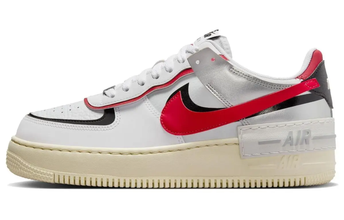 Nike Air Force 1 Low Shadow White Silver Gym Red Women's