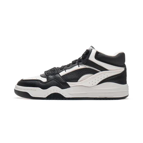 Li Ning Moon White HI Mid top Skateboard Shoes Men's Black White