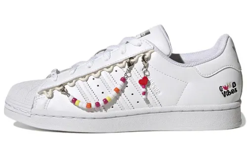 Adidas originals SUPERSTAR leather comfortable casual low-top sneakers women's bright white