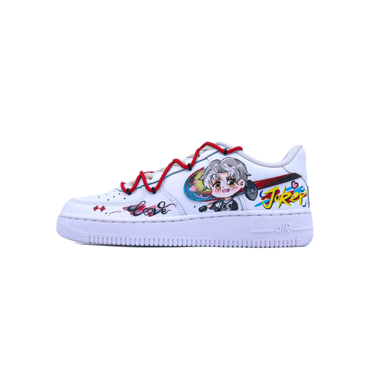 Nike Air Force 1 Singularity, Anime Abrasion Resistant Low top Skateboard Shoes Unisex White Black Red