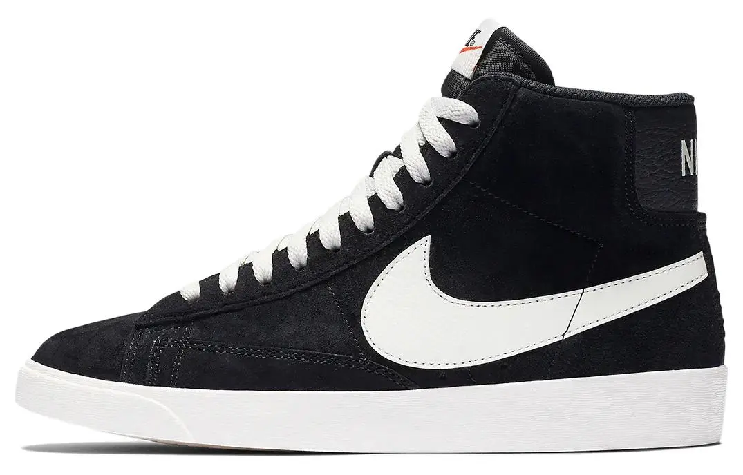 Nike Blazer Black Suede Slip Resistant Mid top Skateboard Shoes Women's Black White