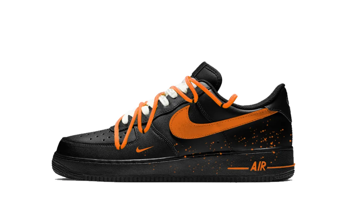 Nike Air Force 1 Skateboard Shoes Unisex Low Top Black Orange