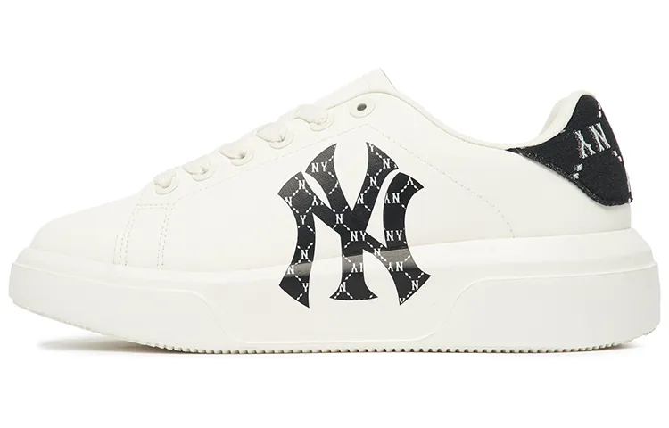 MLB Chunky Classic Heel Dia Monogram Low top Skateboard Shoes Unisex White Black