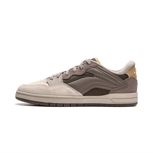 Li Ning Slip Resistant Abrasion Resistant Low top Skateboard Shoes Men's Brown Gray