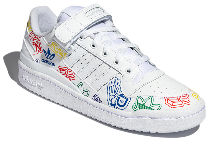 Унисекс кеды adidas originals FORUM low (бело-цветные) — Белый / синий / жёлтый / красный / зелёный — фото 3