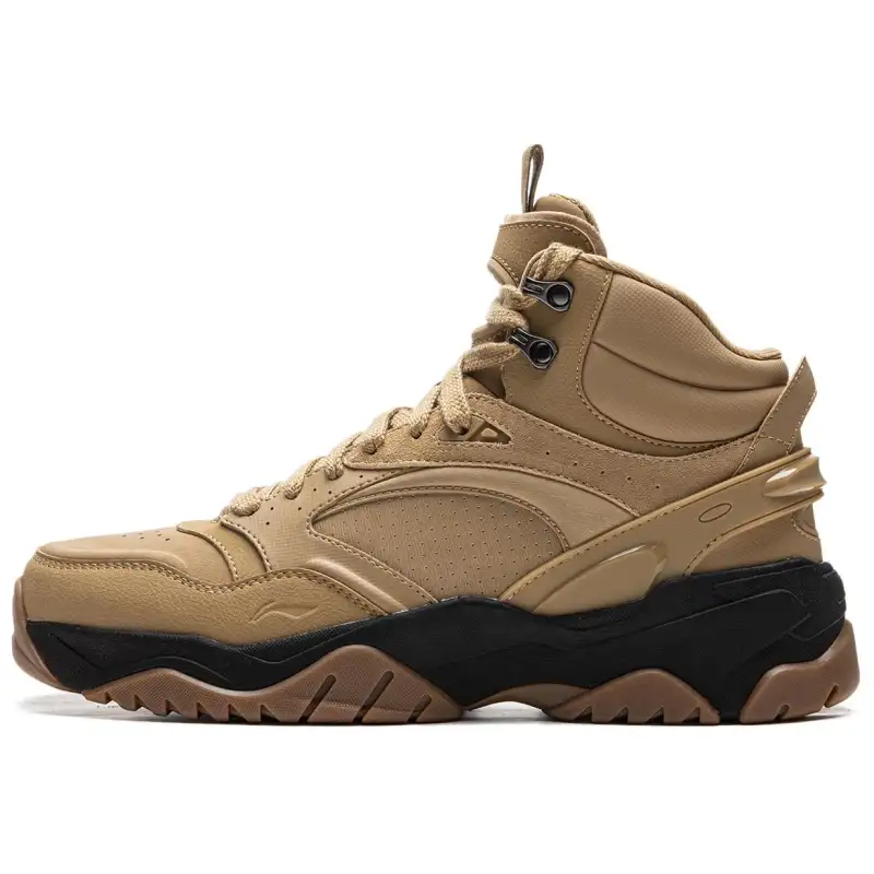 Li Ning Tianji 3.0 HI Slip Resistant Abrasion Resistant Mid top Skateboard Shoes Men's Brown