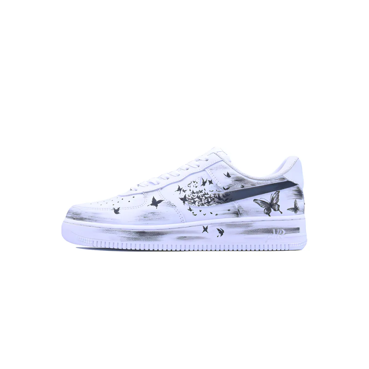 Nike Air Force 1 Ink Wash Butterfly Slip Resistant Abrasion Resistant Low top Skateboard Shoes Unisex Black White