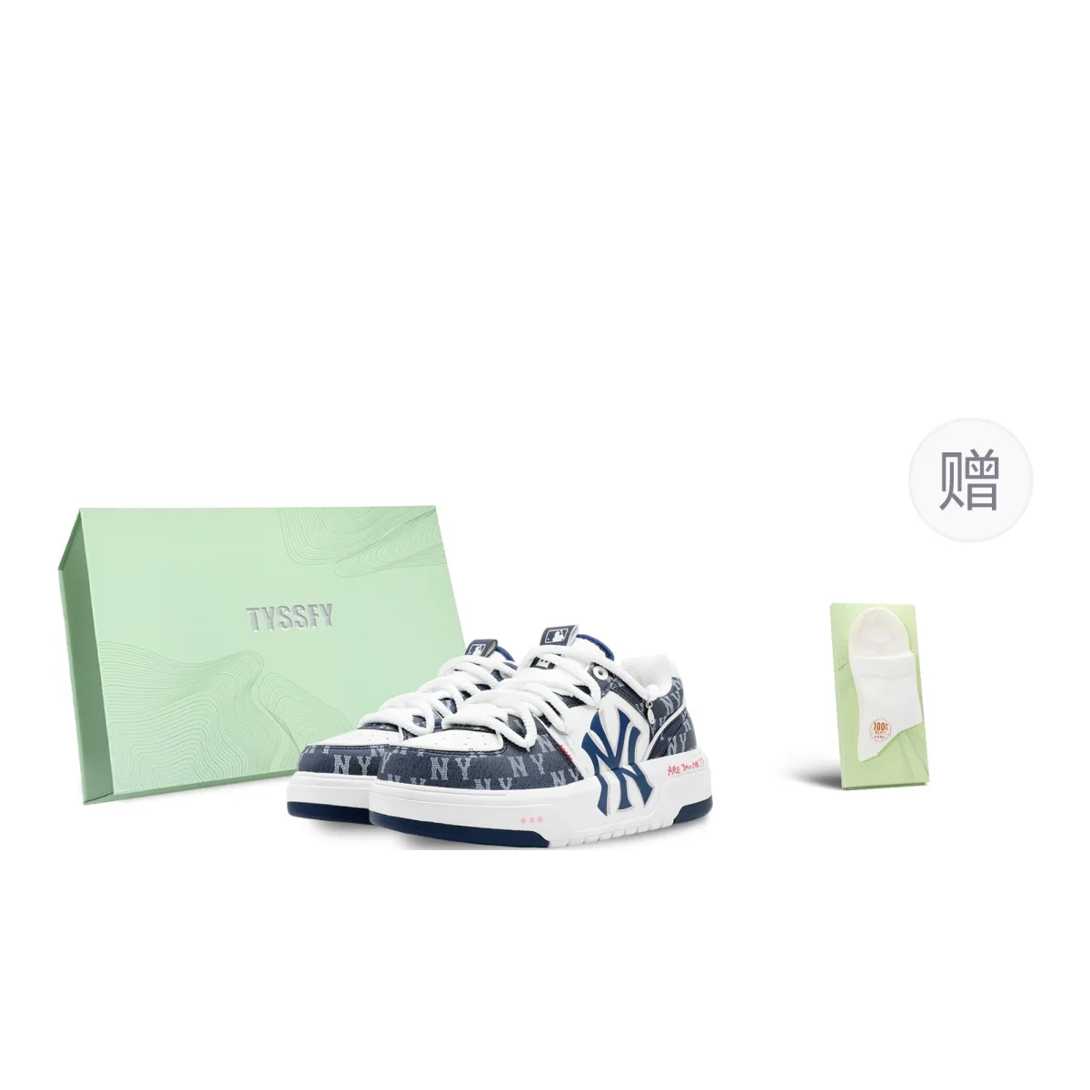 MLB Chunky Liner Trendy OK Box Abrasion Resistant Low top Skateboard Shoes Unisex Blue White