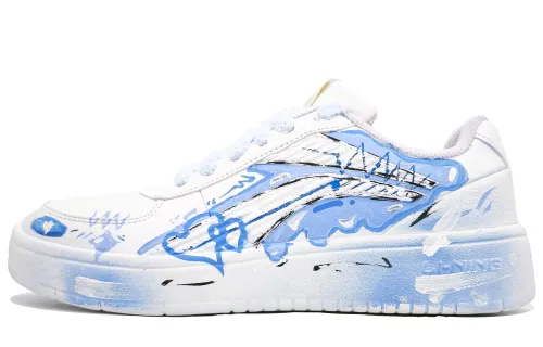 Li Ning Slip Resistant, Abrasion Resistant, Lightweight Low top Skateboard Shoes Men's White Blue