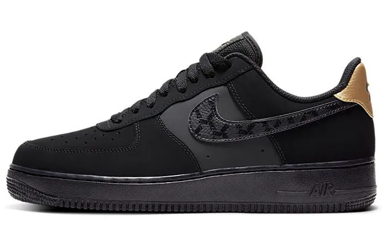Nike Air Force 1 Low Nubuck Black Metallic Gold 2021