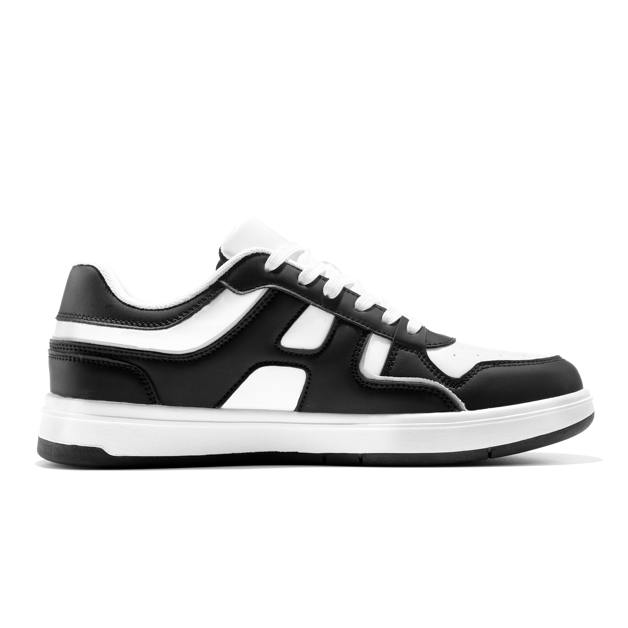 HOGK Microfiber Leather Coverage Non Slip And Waterproof Abrasion Resistant Low top Skateboard Shoes Unisex Black White