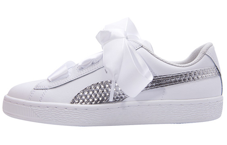 PUMA Basket Heart Coated Glam Jr 'Silver White' Women's