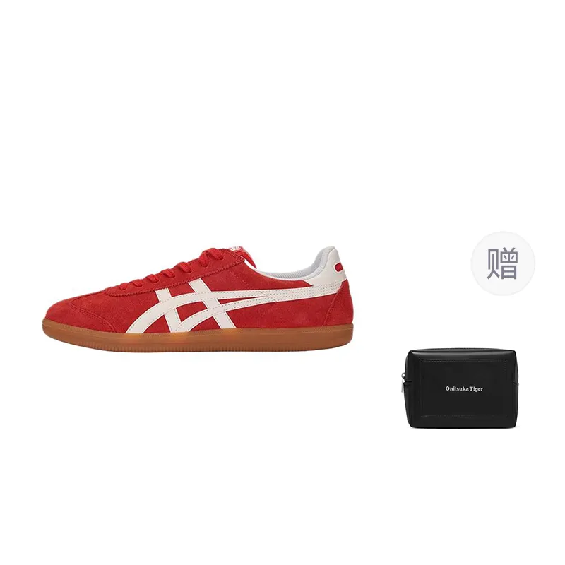 Onitsuka Tiger Tokuten Synthetic Leather, Split Cow Leather Low top Skateboard Shoes Unisex Red