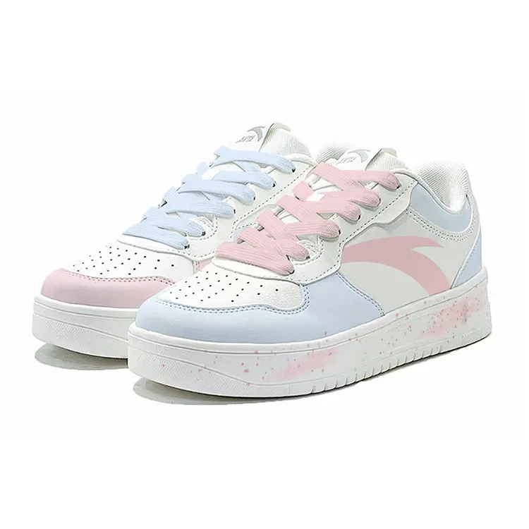 Anta Low top Skateboard Shoes Women's Blue Pink Mismatched