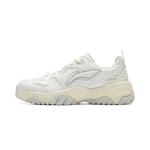 LiNing Tianji 3 Slip Resistant Cushioning Abrasion Resistant Lightweight Low Top Skateboard Shoes Men's Champagne White