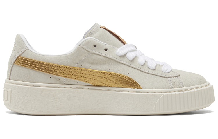 Женские кеды PUMA Suede Platform Year Of Ox (бело-золотые) — фото 2