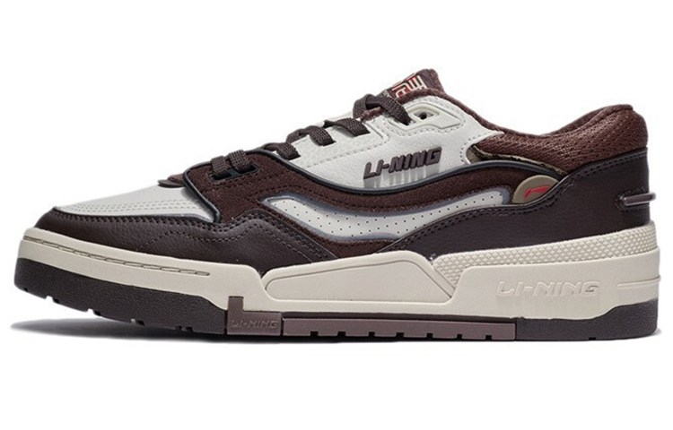 LiNing Li Ning 001 BTC Btc synthetic leather two-layer suede leather, comfortable and versatile, non-slip, wear-resistant and lightweight, low-cut sneakers, men's style, ripe oak brown