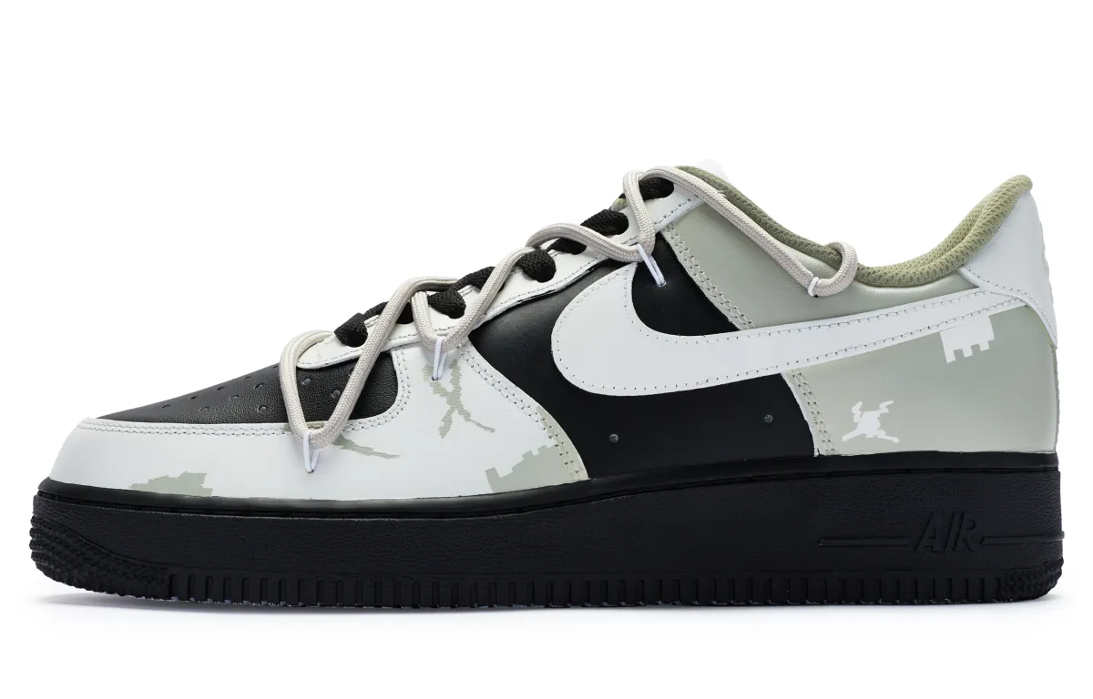 Nike Air Force 1 Low top Skateboard Shoes Men's Black Green Gray