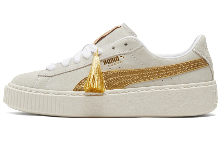 Женские кеды PUMA Suede Platform Year Of Ox (бело-золотые) — фото 1
