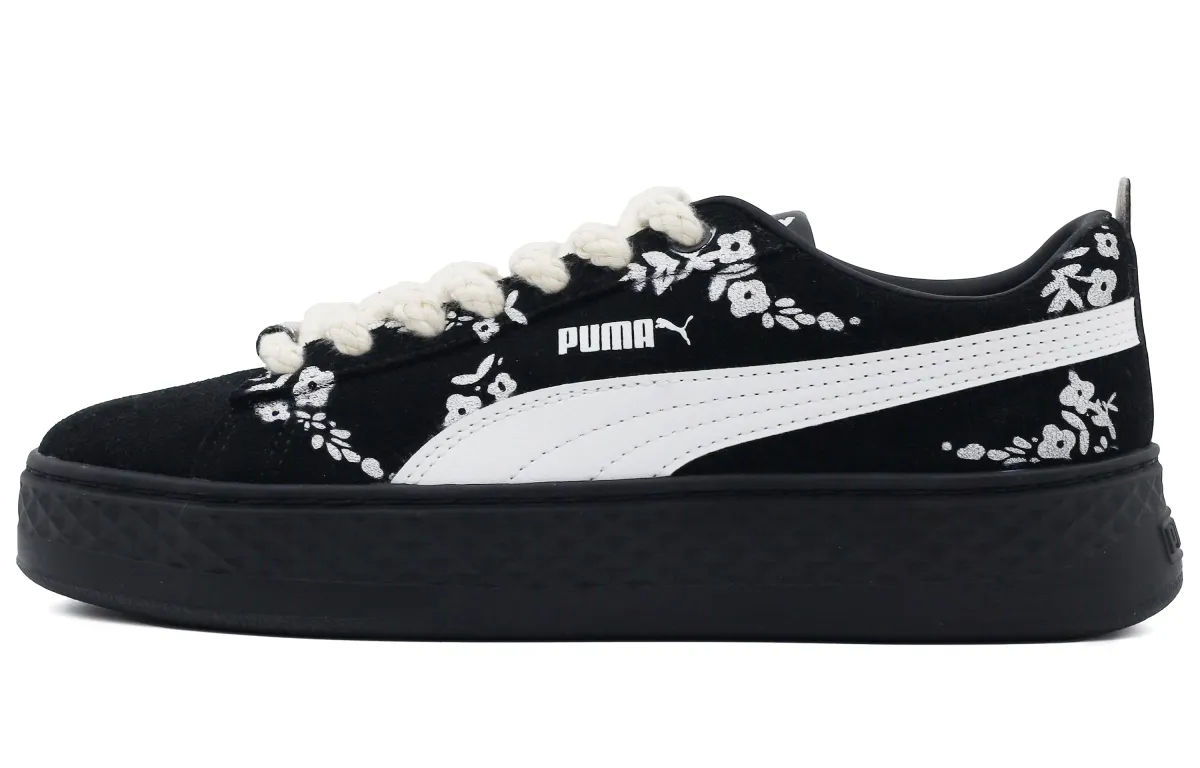 PUMA Smash Platform Slip Resistant Lightweight Non slip Lightweight Low top Skateboard Shoes Women's Black White