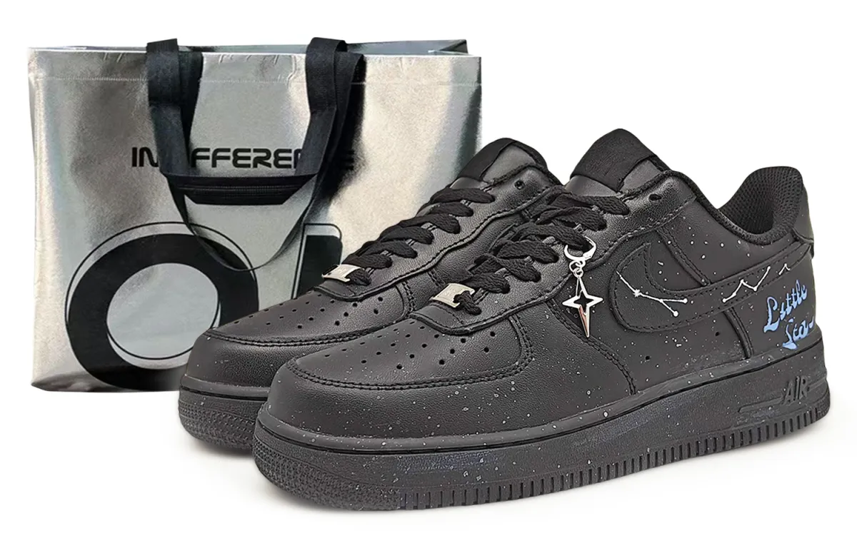 Nike Air Force 1 Coverage Abrasion Resistant Low top Skateboard Shoes Unisex Black