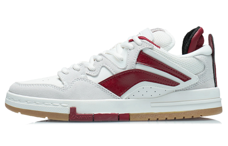 Li Ning Wave PRO Slip Resistant Abrasion Resistant Low top Skateboard Shoes Women's White Gray Red