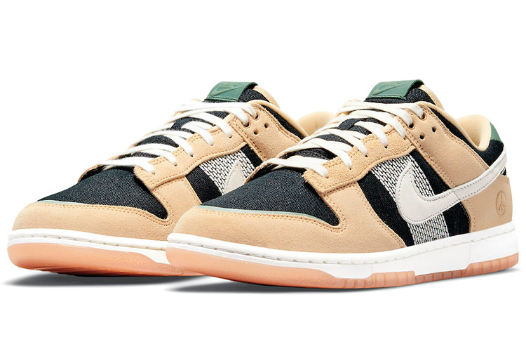 Мужские кроссовки Nike Dunk Rooted in Peace (бежево-черный) — 杏/白/黑 — фото 3