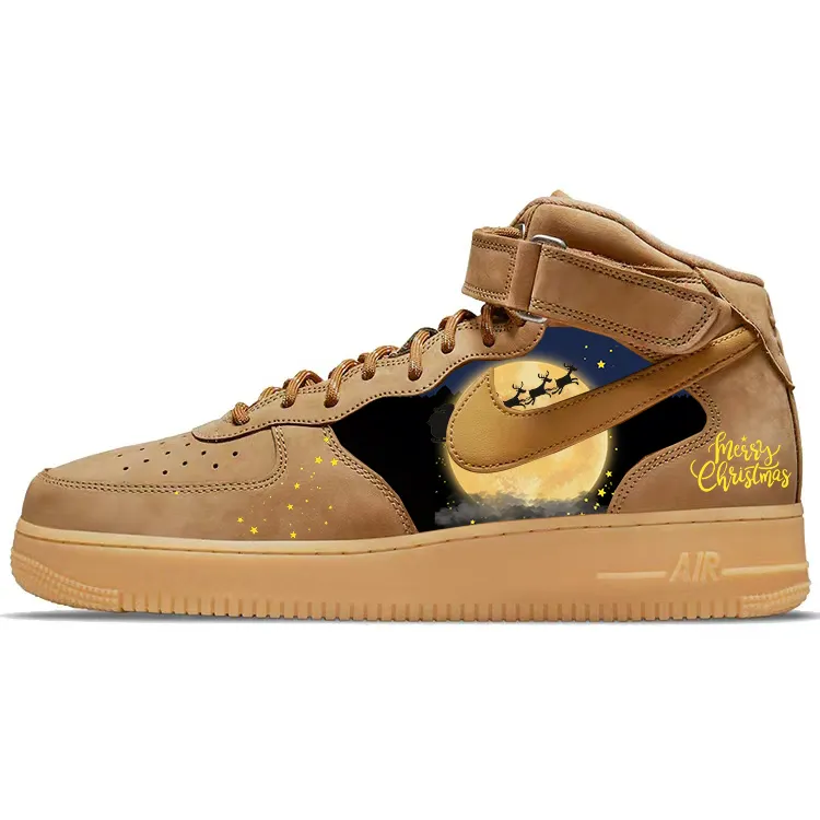 Nike Air Force 1 Versatile Slip Resistant Mid top Skateboard Shoes Unisex Brown