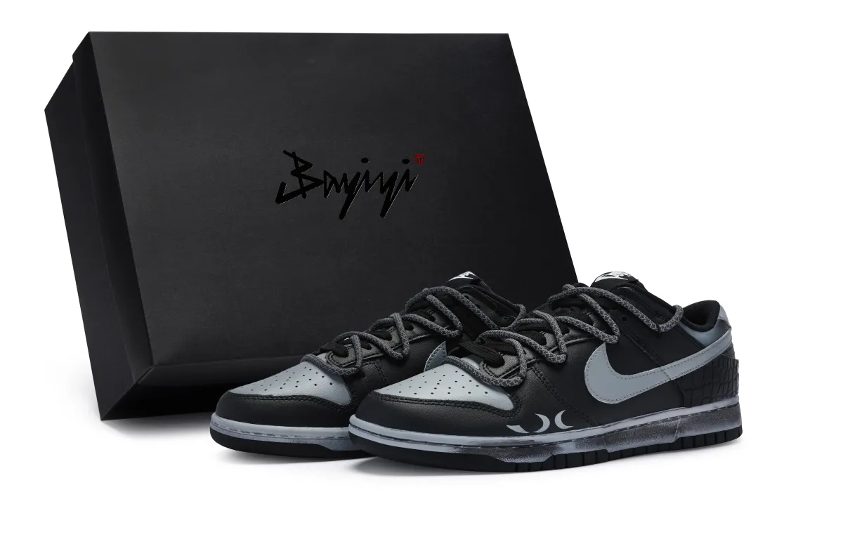 Nike Dunk 811 Manufacturing, Obsidian, Special Shoe Box Slip Resistant Low top Skateboard Shoes Men's Black Gray