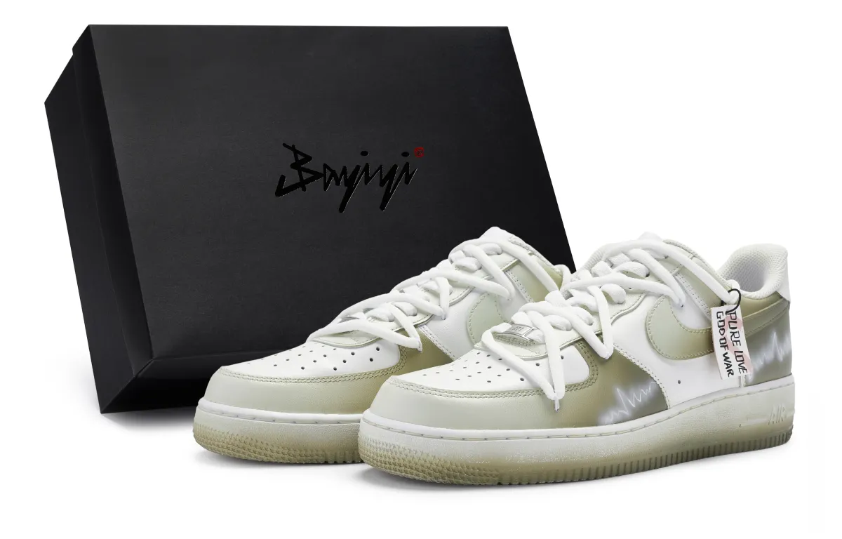 Nike Air Force 1 Low top Skateboard Shoes Men's Green Gray White