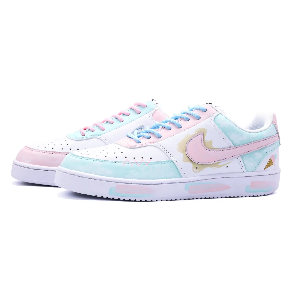 Nike Court Vision 1 Summer Crushed Ice Slip Resistant Abrasion Resistant Low top Skateboard Shoes Unisex Blue Pink