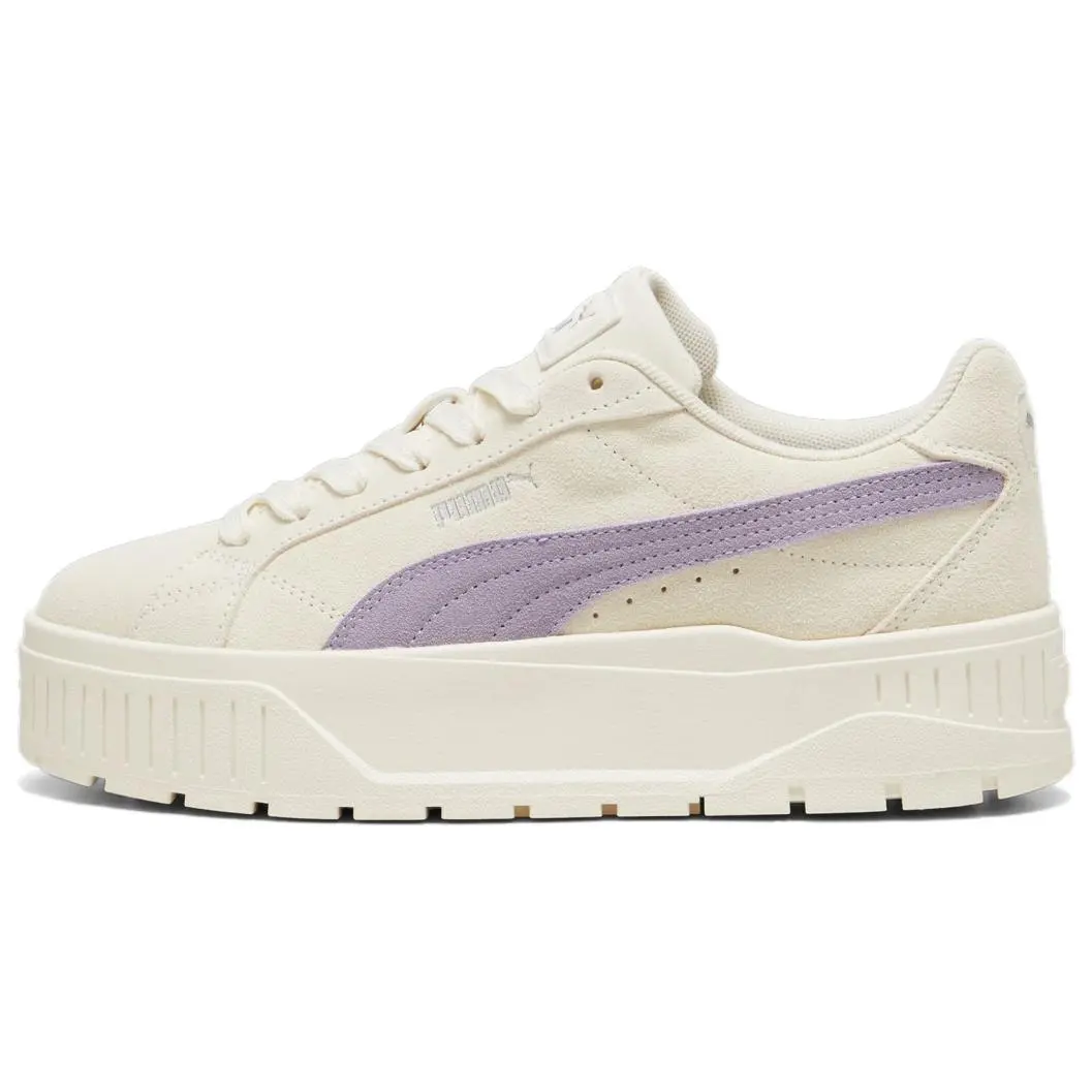 PUMA Karmen II Cow Split Leather Height Increasing Low top Skateboard Shoes Women's Beige Purple