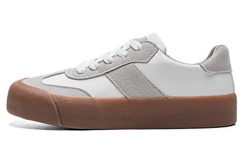 RENBEN Slip Resistant Cushioning Abrasion Resistant Lightweight Low top Skateboard Shoes Women's White Gray