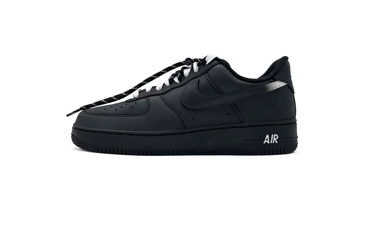 Nike Air Force 1 Leather Slip Resistant Abrasion Resistant Low top Skateboard Shoes Unisex Black White