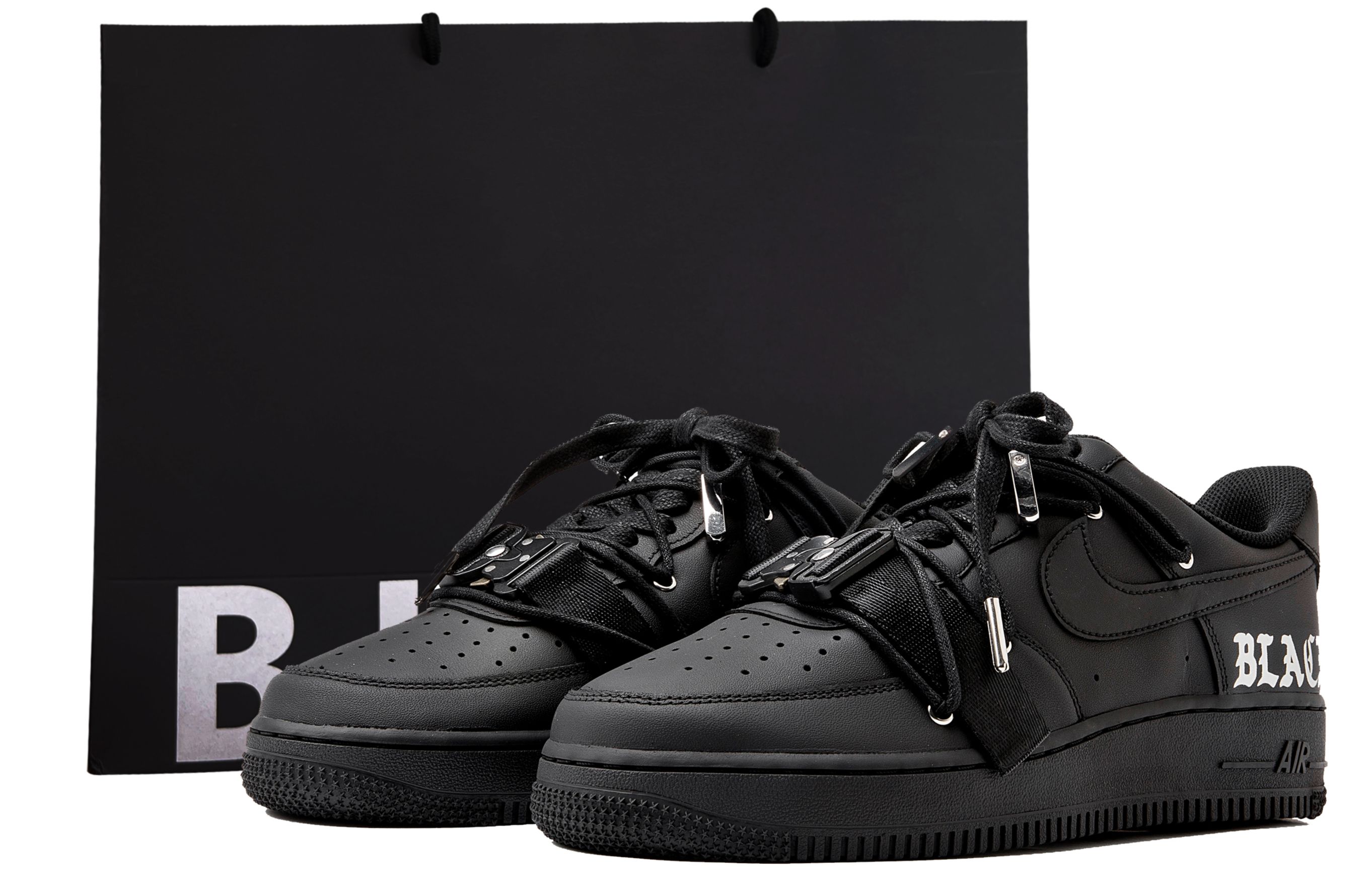 Nike Air Force 1 Coverage Slip Resistant Coverage Slip Resistant Low top Skateboard Shoes Unisex Black Silver