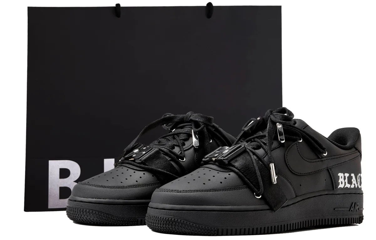 Nike Air Force 1 Coverage Slip Resistant Coverage Slip Resistant Low top Skateboard Shoes Unisex Black Silver