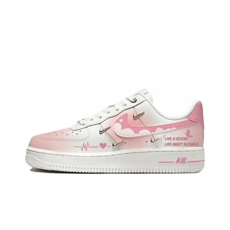 Nike Air Force 1 Abrasion Resistant Low top Skateboard Shoes Women's White Pink