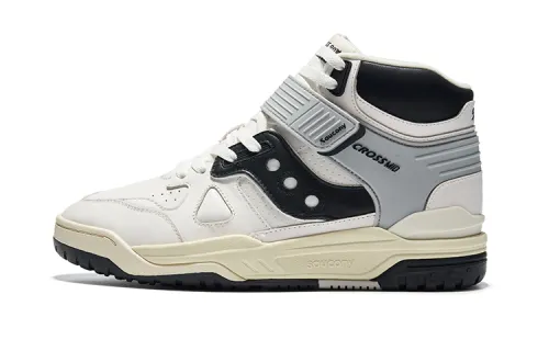Saucony Cross 90 Mid Slip Resistant Abrasion Resistant High top Skateboard Shoes Unisex White Black