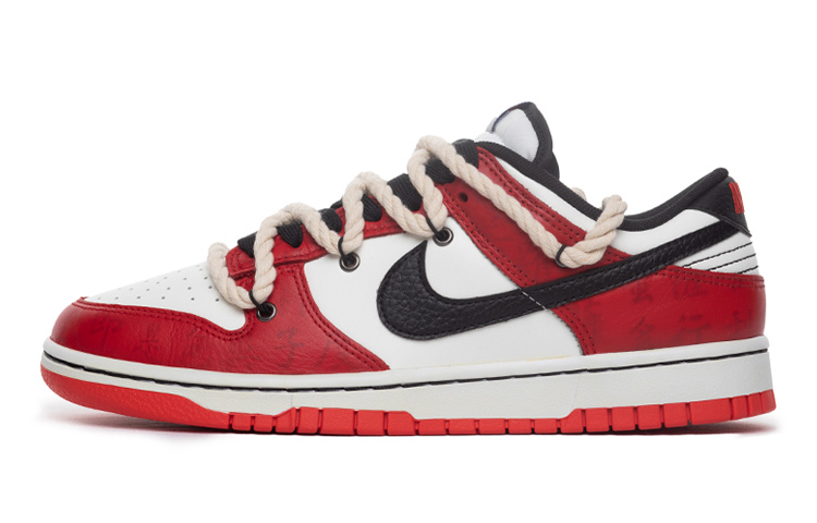 NBA x Nike Dunk Low top Skateboard Shoes GS Red White Black