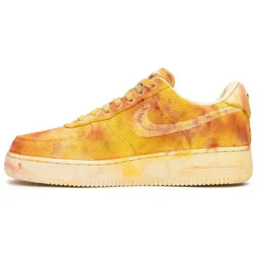 Stussy x Nike Air Force 1 Hand Dyed Los Angeles Comfortable and versatile, lightweight and wear-resistant, low-cut sneakers, same style for men and women, yellow