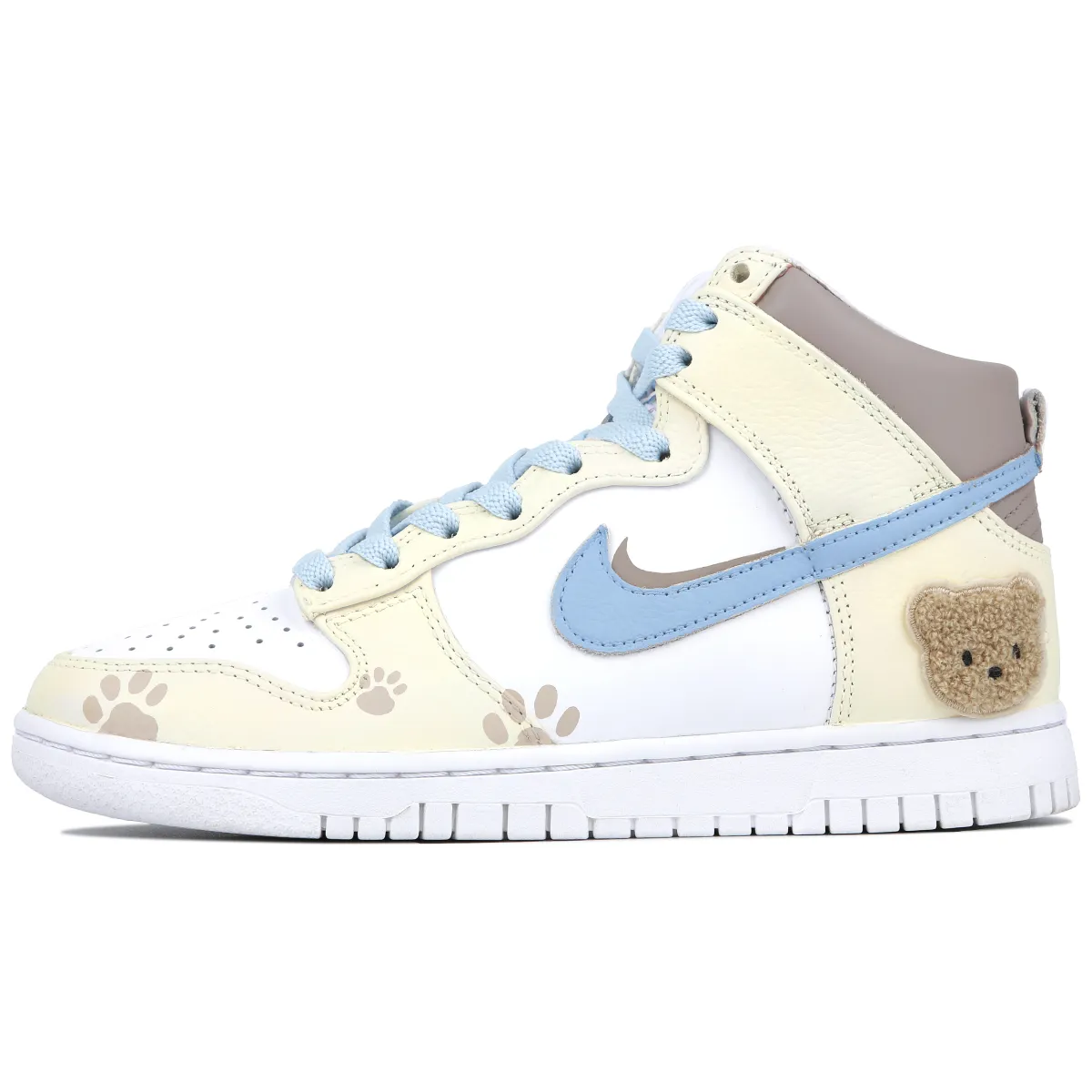 Nike Dunk High Bear Puppet Slip Resistant Lightweight Non slip Lightweight High top Skateboard Shoes Unisex Blue Yellow