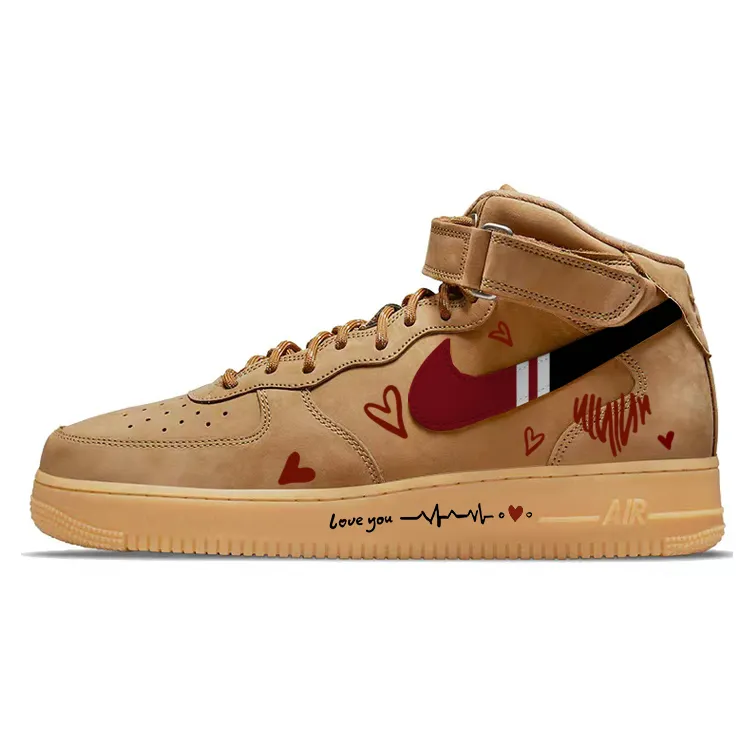 Nike Air Force 1 Slip Resistant, Abrasion Resistant, Lightweight Mid top Skateboard Shoes Unisex Brown