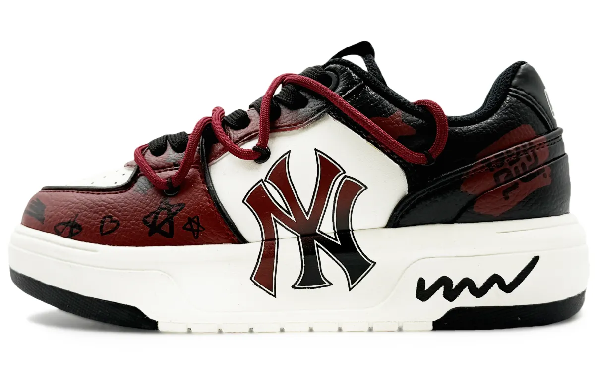 MLB Chunky Liner Abrasion Resistant Abrasion Resistant Low top Skateboard Shoes Unisex Black Red