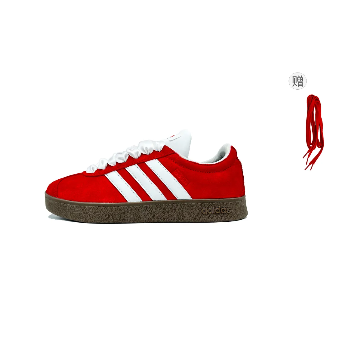 Adidas VL COURT 2.0 YIMING Manufacturing, Fierce Love Ribbon Low top Skateboard Shoes Unisex Red White