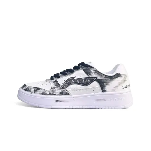 Li Ning Floating Boat Slip Resistant, Lightweight, And Breathable Low top Skateboard Shoes Unisex Black White