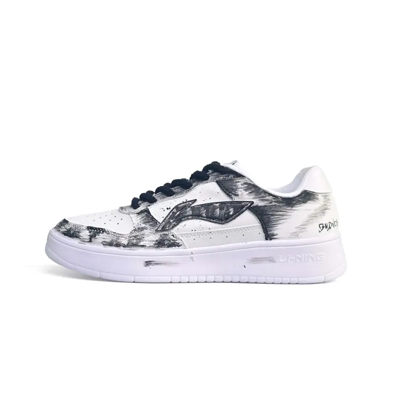 Li Ning Floating Boat Slip Resistant, Lightweight, And Breathable Low top Skateboard Shoes Unisex Black White